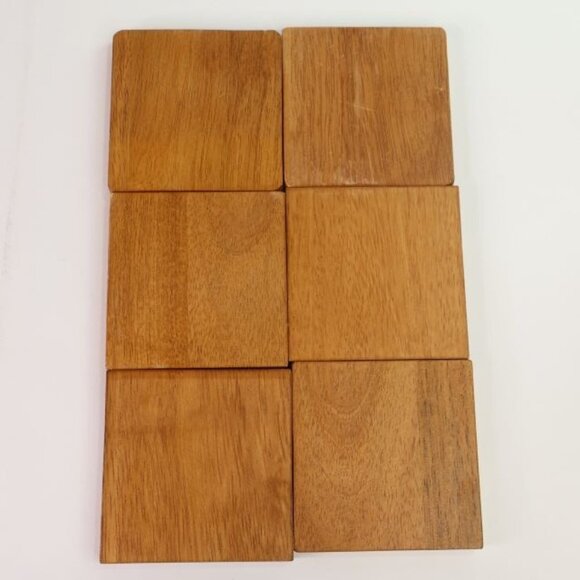 Apple Drink Coaster Set Wood Holder Leaf Design Country Core Farmhouse - Picture 11 of 12